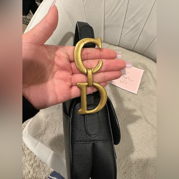 Dior Grained Leather Black Saddle with Strap - Picture 5 of 13